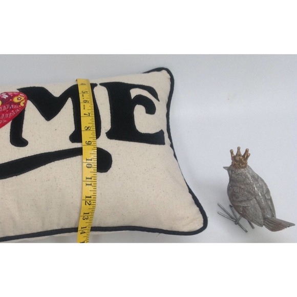 Home Pillow Applique Red Heart Black Velveteen Letters Designer Home Decor - Picture 4 of 6